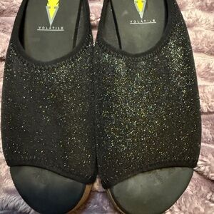 Volatile Black Sparkly Mules